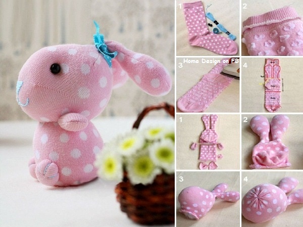 DIY Sock toy pink bunny
