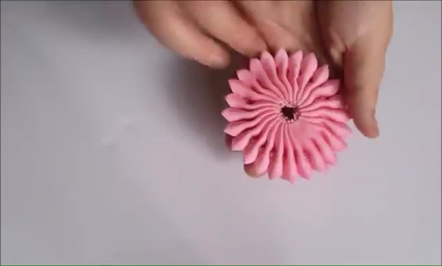 How to Ribbon Flower with Pearl Beads (28)