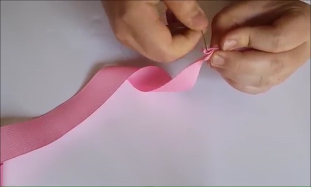 How to Ribbon Flower with Pearl Beads (9)