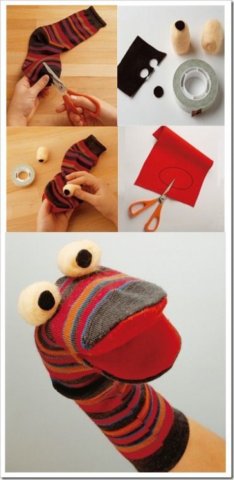 27 DIY Sock Toys: How to Make Sock Animal Puppets for kids - Diy Craft