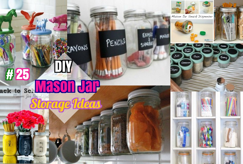 #25 Cute DIY Mason Jar Storage Ideas: Space Saving Mason Jar