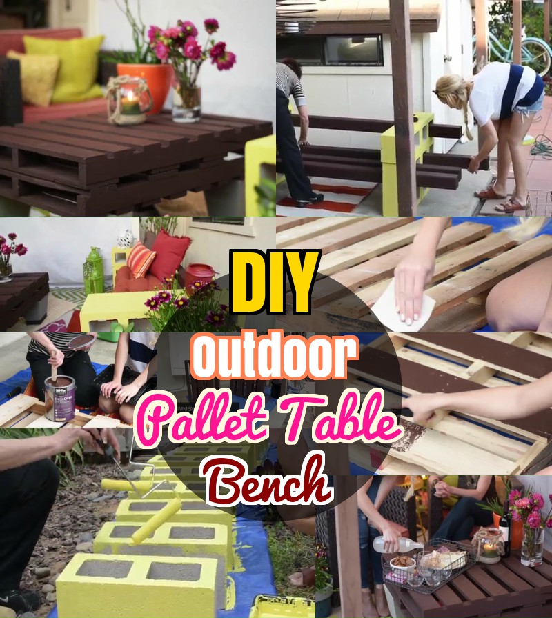 DIY Outdoor Furnitre Pallet Table Bench