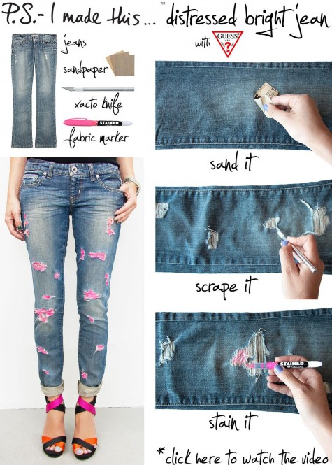 HOW TO FIX RIPPED JEANS - 5 EASY STEPS - PHOTO + VIDEO