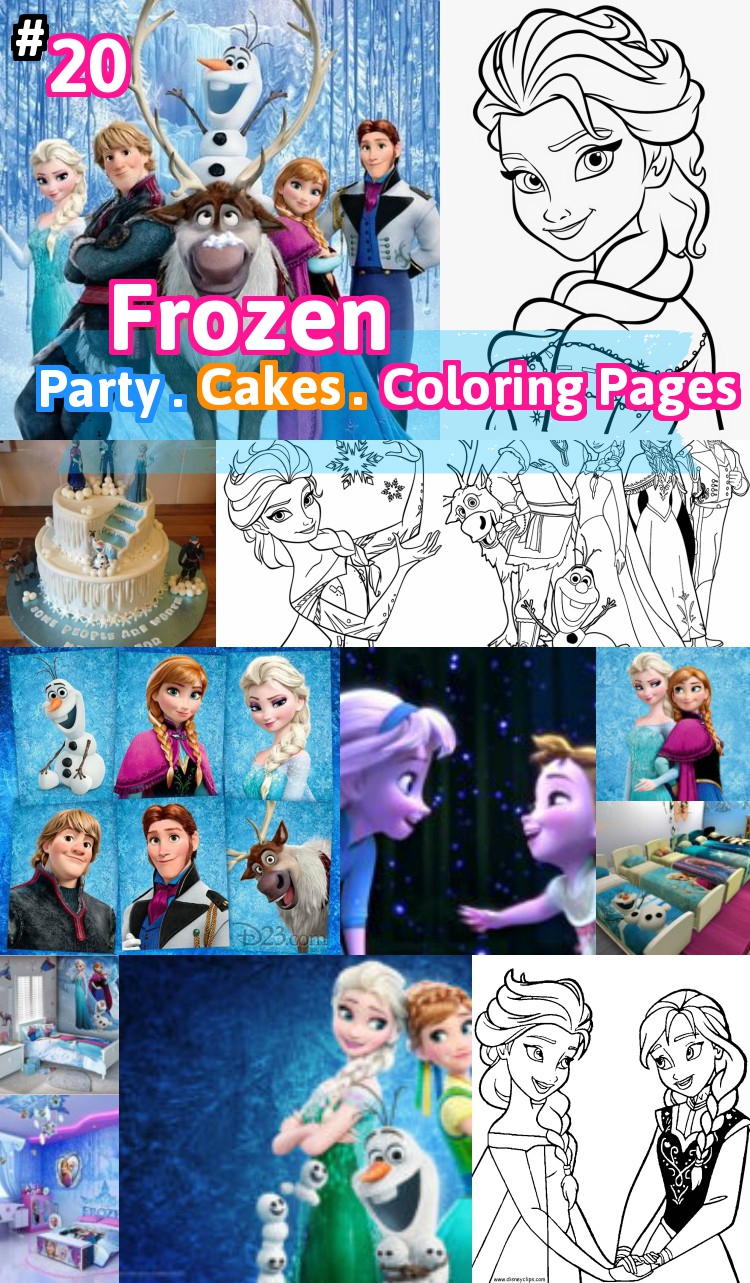 Frozen birthday party cakes coloring pages characters