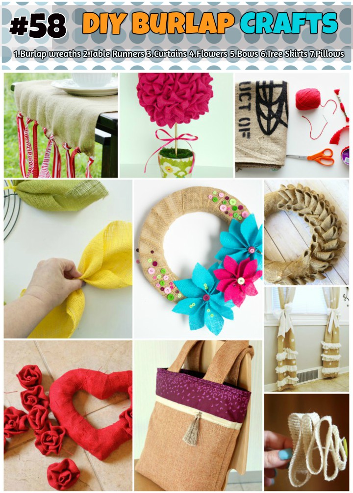 DIY burlap crafts wreaths pillows table runner bow