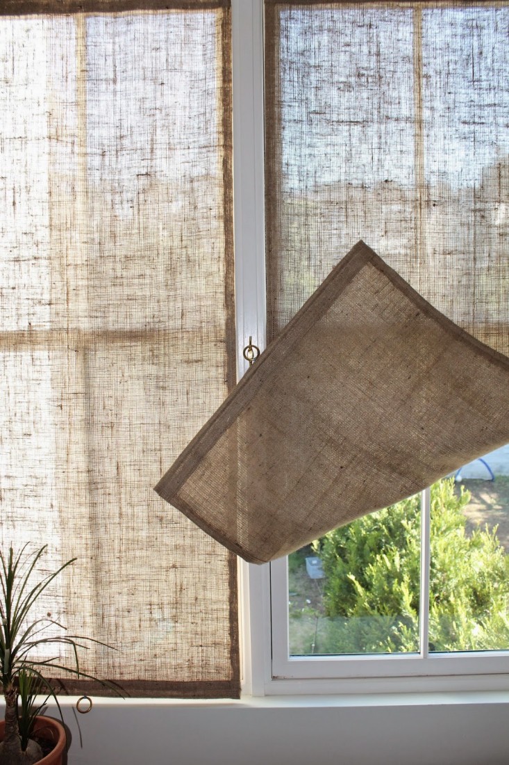 DIY burlap window cover curtains