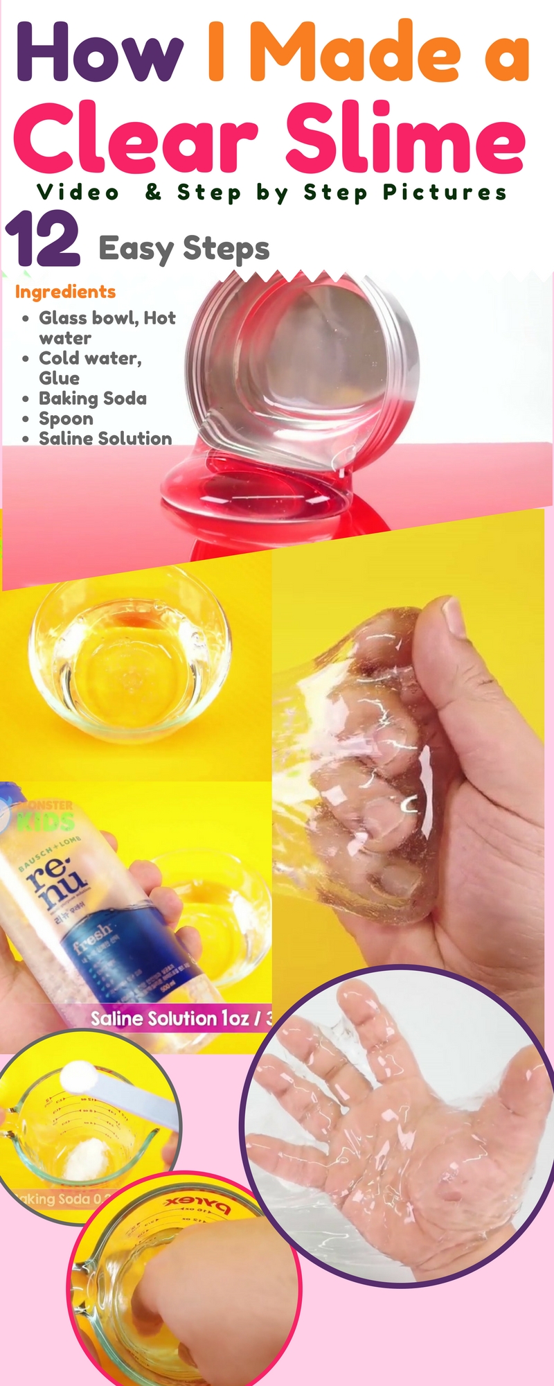 No Borax SeeThrough It 12 Steps DIY Clear Slime { Video n Pictures}