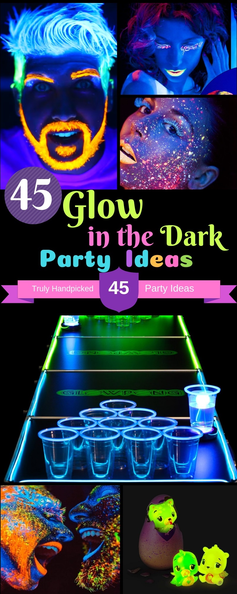 45 Glow In The Dark Party Ideas: Neon Night-glow Party Food & Paint Ideas