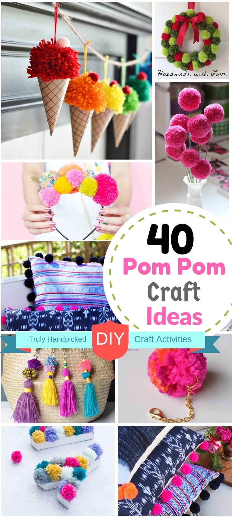 kød Jakke Andragende 40 DIY Pom-Pom Crafts Ideas: For Home Decor & Make and Sell Ideas