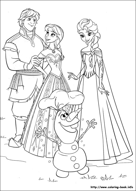 Frozen Anna Elsa Kristoff Olaf coloring page