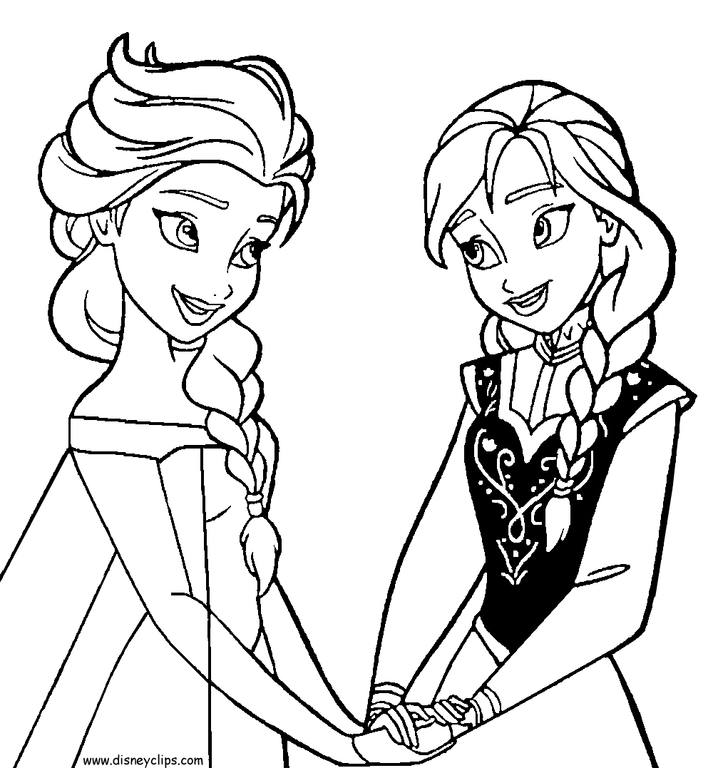 Frozen Elsa and Anna Coloring page