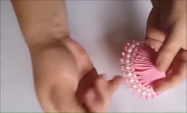 How to Ribbon Flower with Pearl Beads (26)