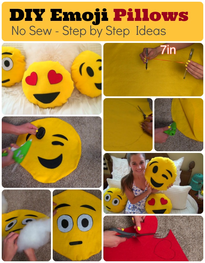 No sew DIY Emoji Pillows