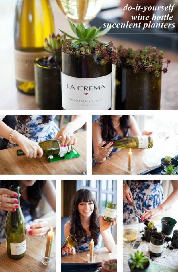 Succulent Planters DIY Wine Bottle Crafts