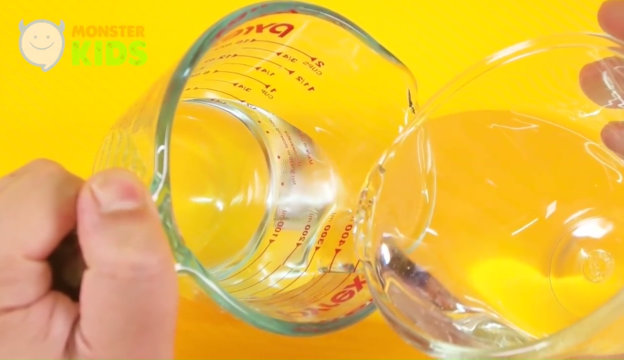 Step 9 now add our glue mix to this baking soda solution to get clear