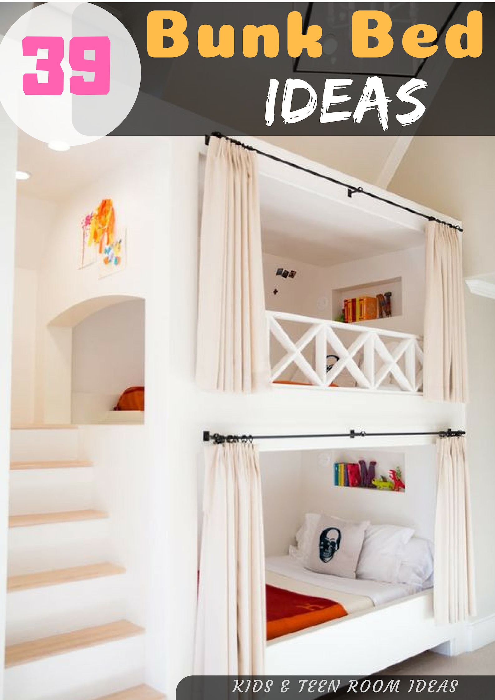 teenage girl room with loft bed