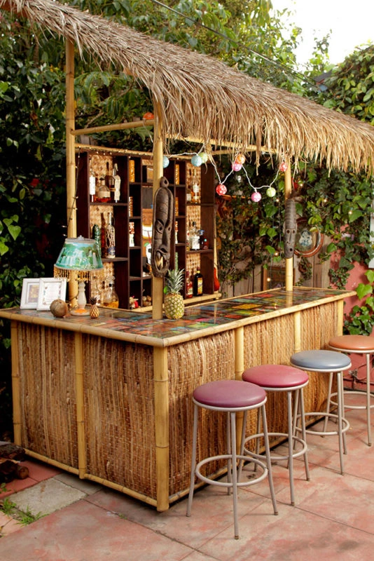 DIY Tropical Outdoor Bar Idea