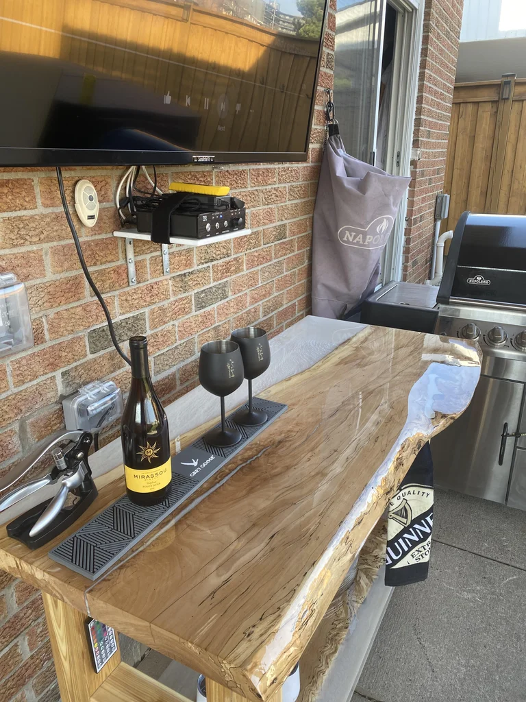 Live Edge Outdoor Bar Table Expoxy Work