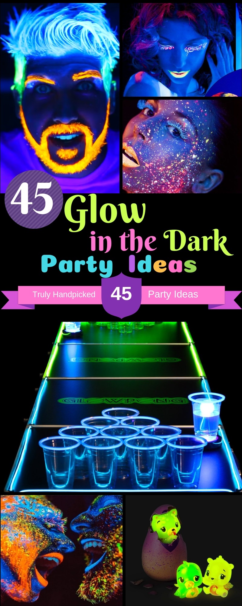 45 Glow  In The Dark  Party  Ideas  Neon Night  glow  Party  